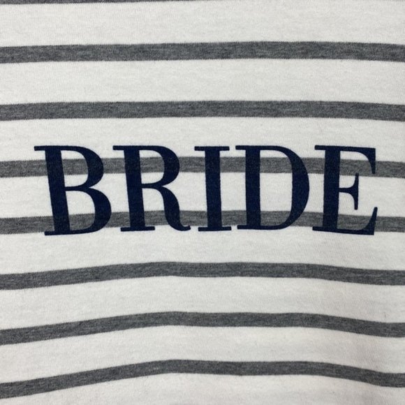 J.Crew L Bride Boatneck Top Striped Gray White Navy Cotton Wedding Bachelorette - Picture 8 of 12